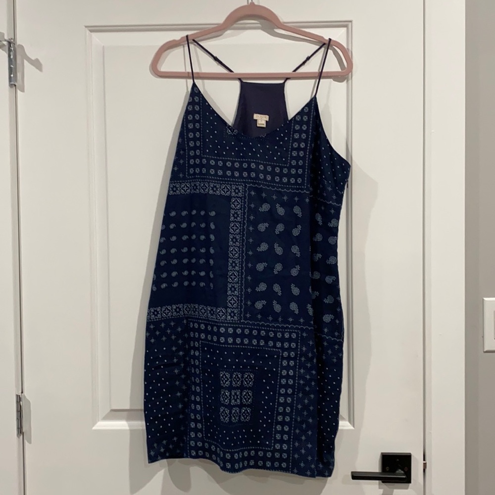 J. Crew Quilt-Pattern Navy Blue Dress
